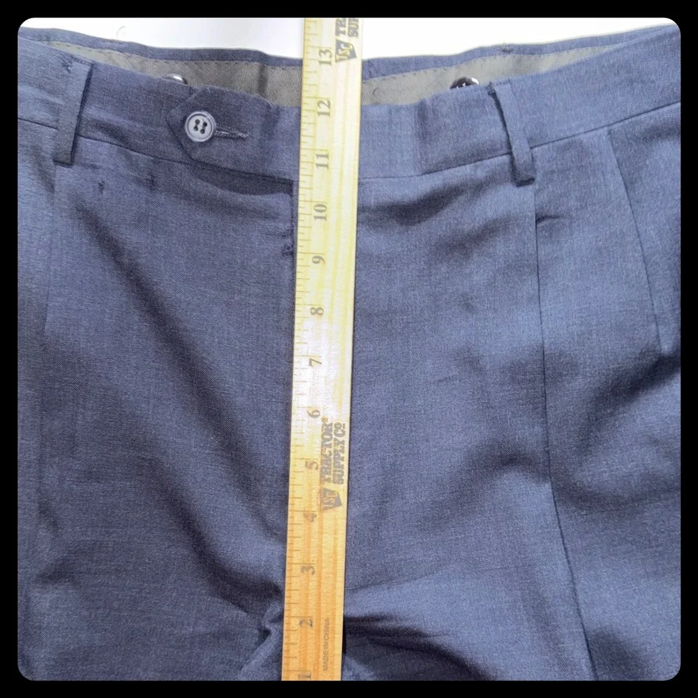 Jos A Bank Dress Pants Mens 34x30 Blue Pleated Wool Trousers Business Casual